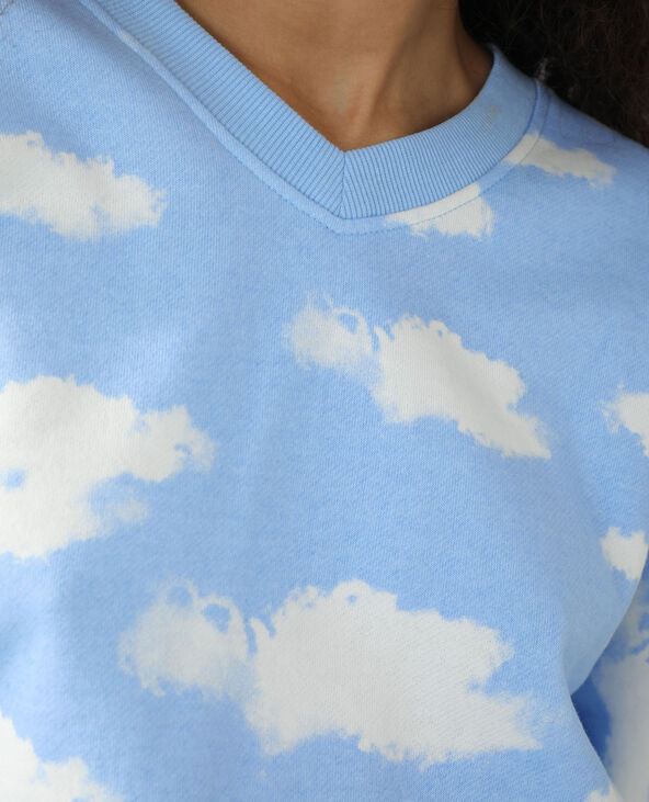 Sweat molleton à nuages bleu - Pimkie