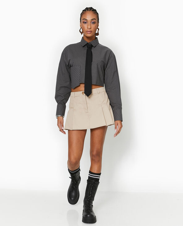 Jupe-short taille basse avec pinces beige - Pimkie