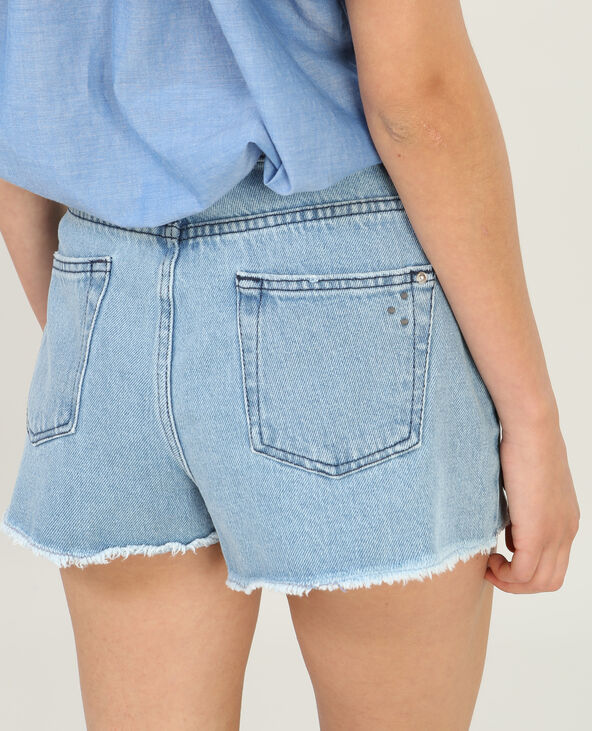 Short en jean à franges bleu - Pimkie