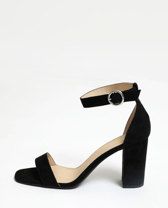 Sandales à talons microfibre noir - Pimkie