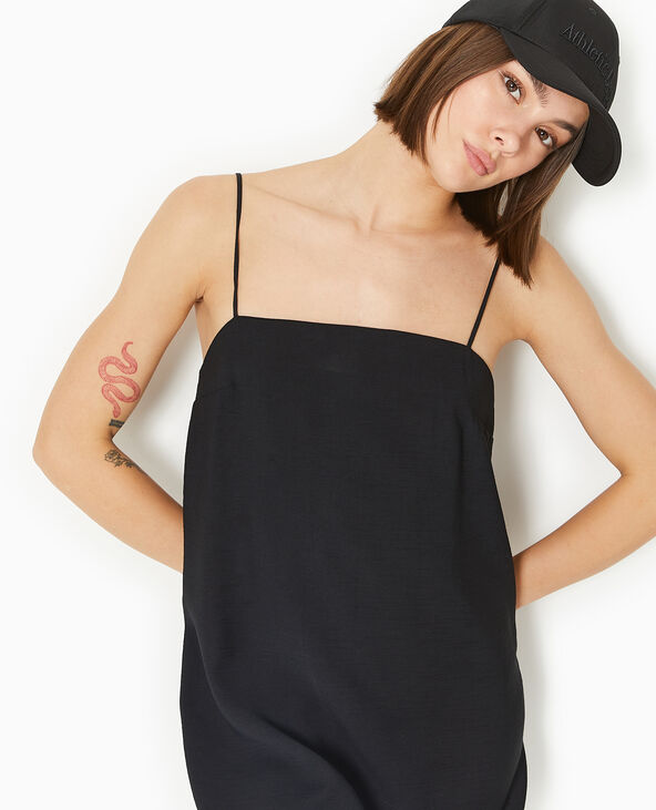 Robe courte avec bretelles à nouer noir - Pimkie