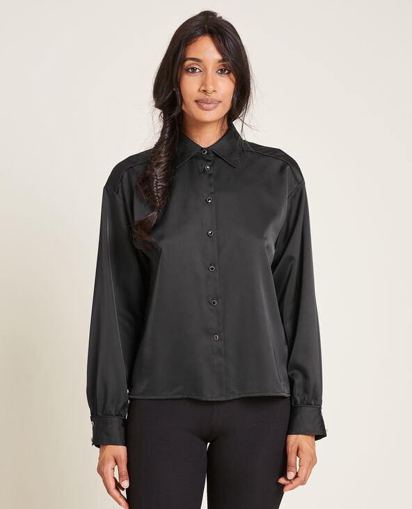 Chemise en tissu satiné noir - Pimkie