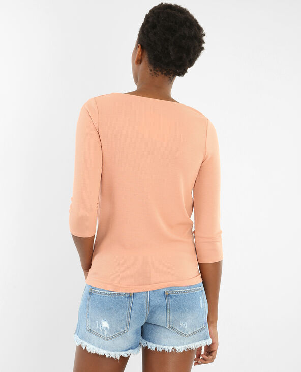 T-shirt encolure lacet vieux rose - Pimkie