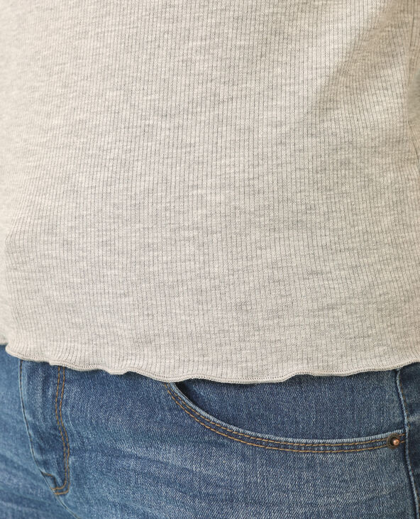 T-shirt finitions bourdons gris chiné - Pimkie