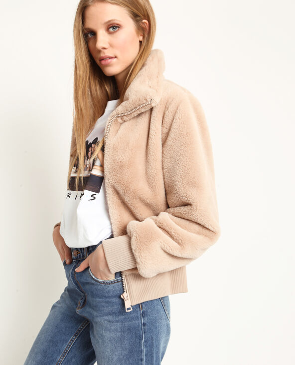 Blouson en fausse fourrure rose clair - Pimkie