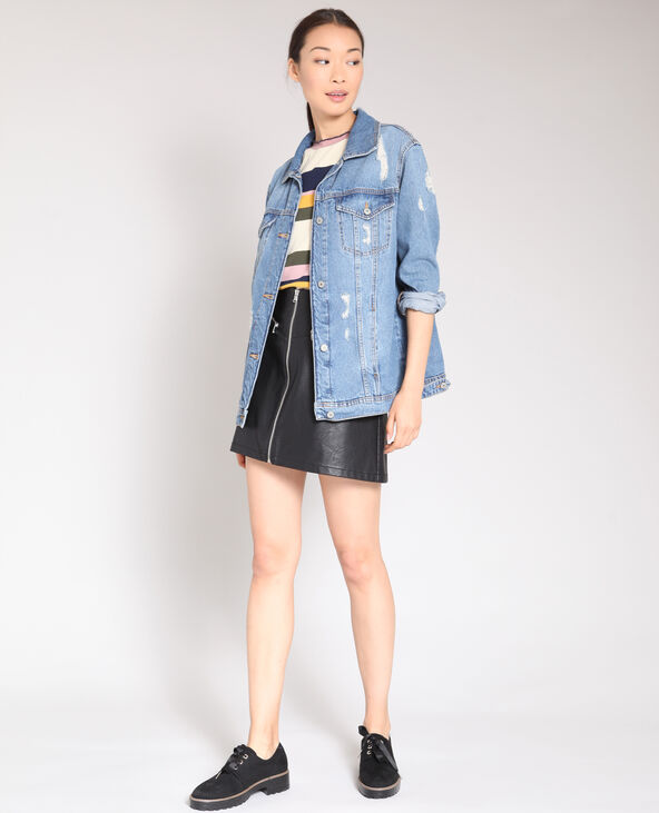 Jupe en faux cuir noir - Pimkie