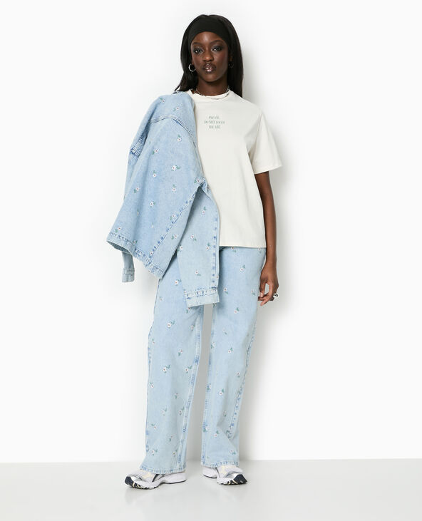 T-shirt oversize avec print devant et dos blanc - Pimkie