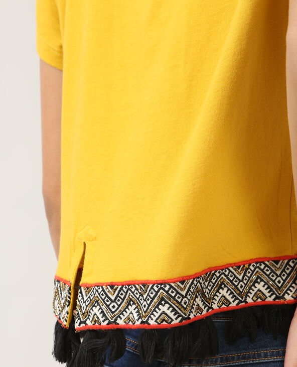 Cropped top à pompons jaune ocre - Pimkie