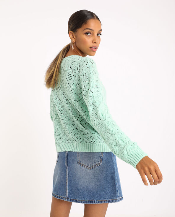Pull en maille fantaisie vert clair - Pimkie