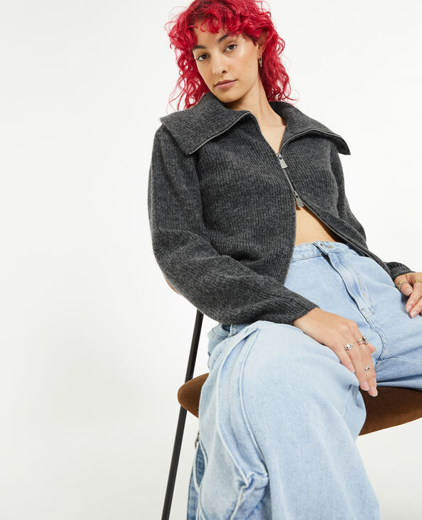Gilet zippé col camionneur gris foncé - Pimkie