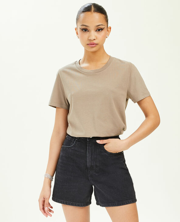 T-shirt basique col rond taupe - Pimkie