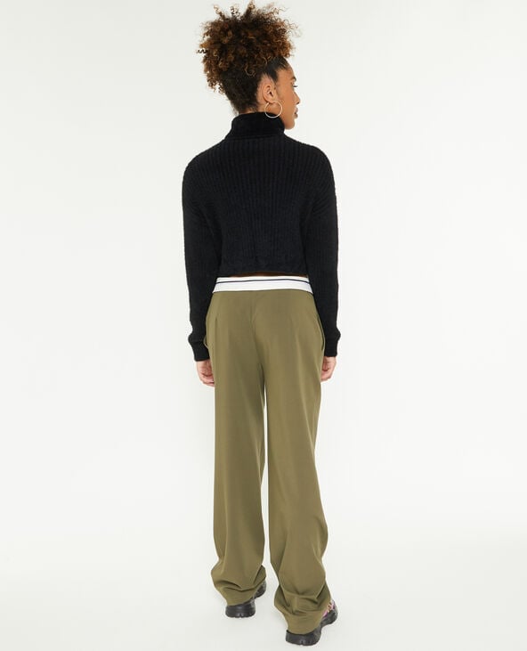 Pantalon droit avec ceinture fantaisie vert kaki - Pimkie