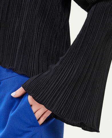 Top à nouer en maille plissée noir - Pimkie
