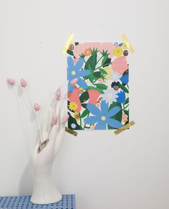 Affiche petit format fleurs et femme - Collab Lavilletlesnuages écru - Pimkie