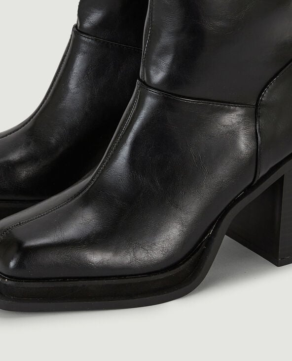 Bottes courtes bouts carrés noir - Pimkie