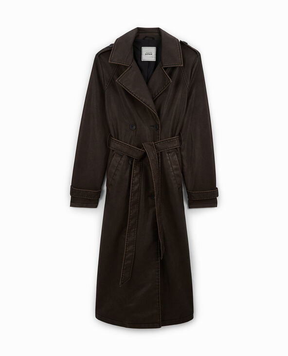 Trench en simili avec ceinture marron - Pimkie