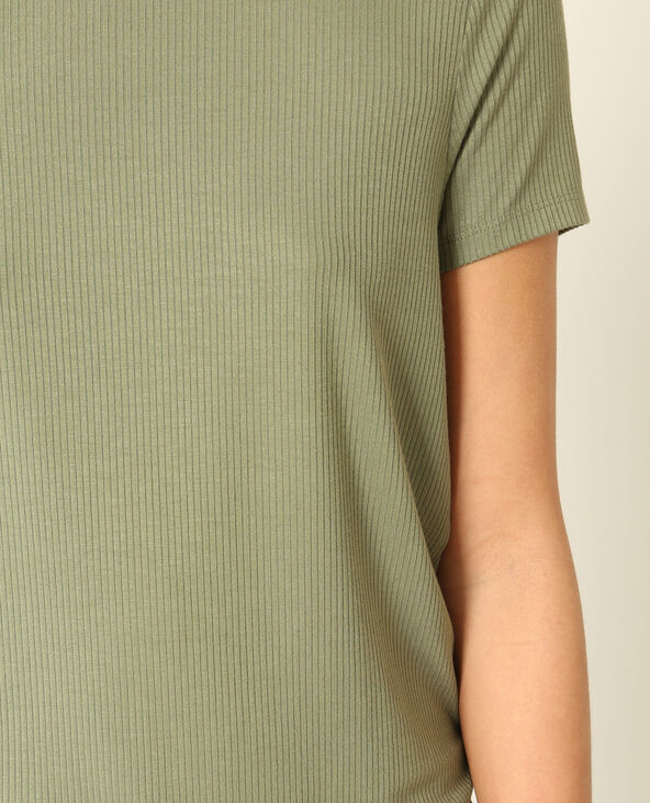 T-shirt en maille côtelée vert de gris - Pimkie