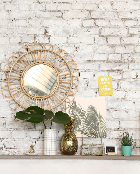 Miroir rond en rotin beige - Pimkie