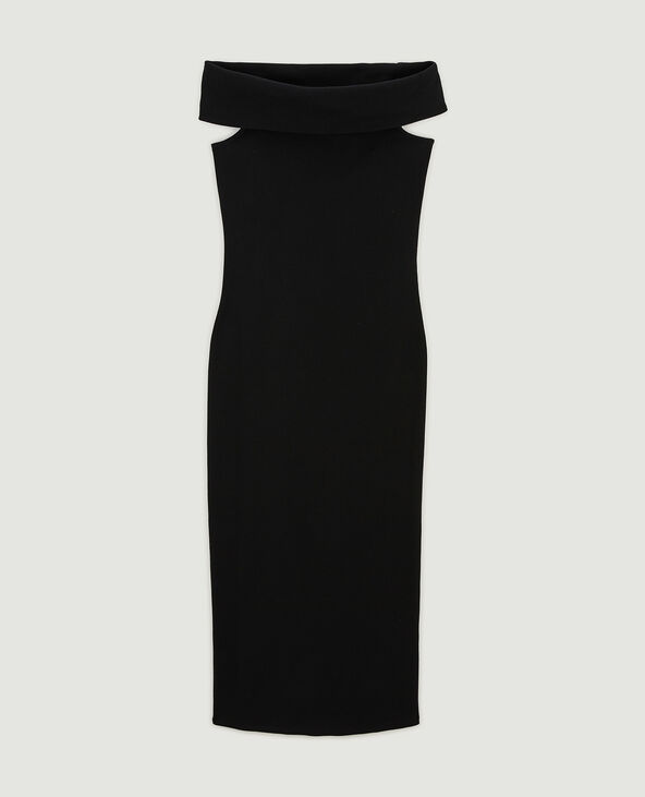 Robe midi encolure Bardot noir - Pimkie