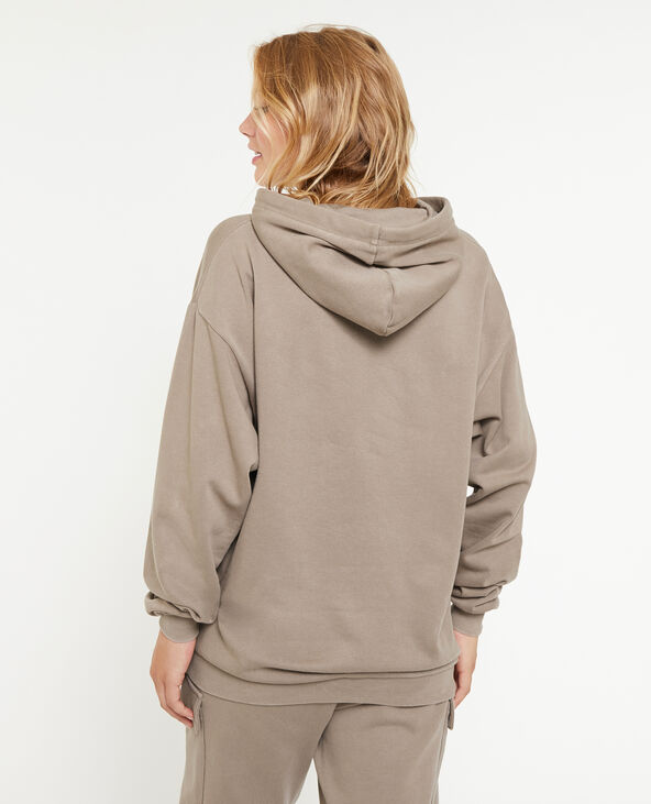 Sweat capuche oversize effet lavé taupe - Pimkie