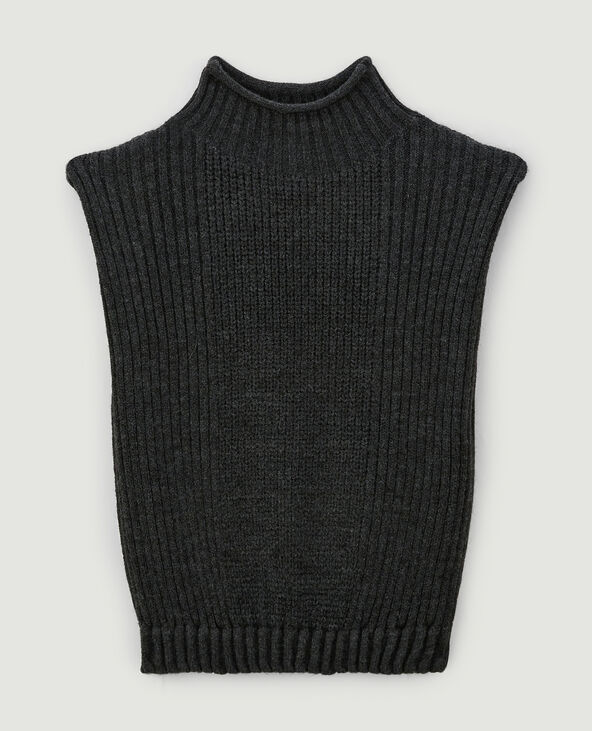 Pull sans manches avec col montant gris foncé - Pimkie
