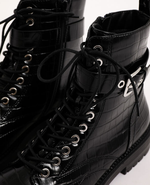 Boots rock en faux cuir noir - Pimkie