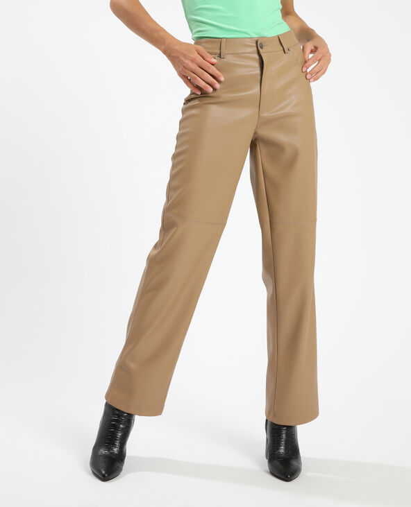 Pantalon simili cuir camel online