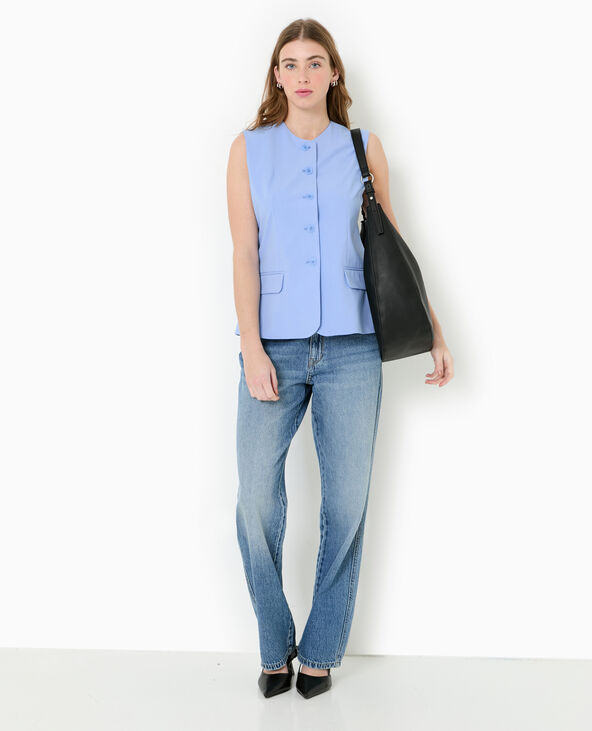 Veste blazer sans manches esprit gilet de barman bleu - Pimkie