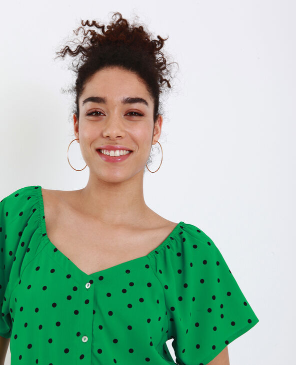 Chemisier à pois vert - Pimkie