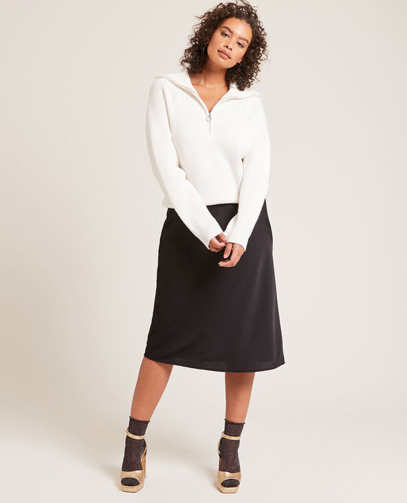 Jupe midi en tissu satiné noir - Pimkie