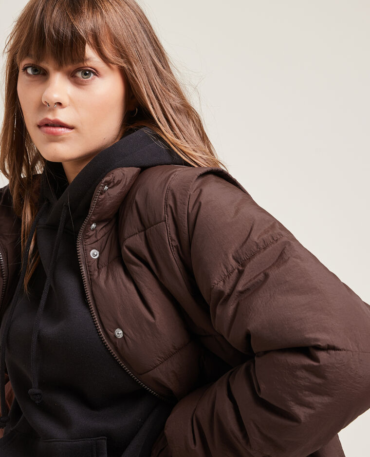 Doudoune courte effet froissé marron - Pimkie