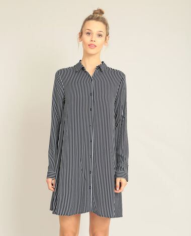 Robe chemise à rayures bleu marine - Pimkie