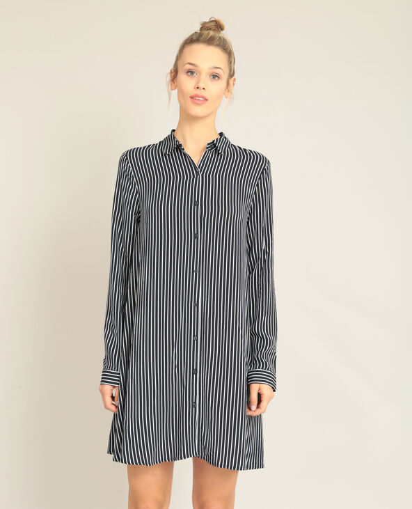 Robe chemise à rayures bleu marine - Pimkie