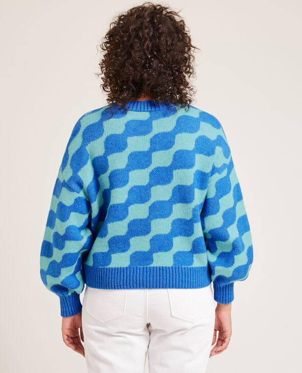 Pull col rond manches ballons bleu électrique - Pimkie
