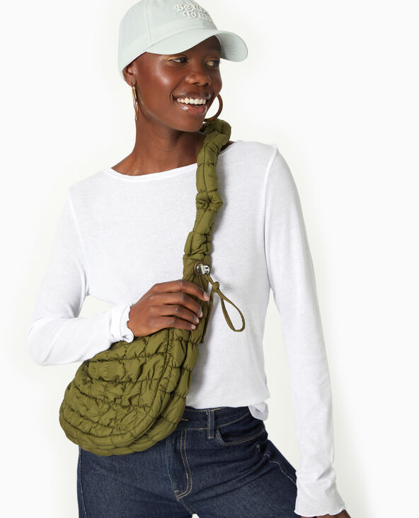 Sac besace en tissu matelassé vert kaki - Pimkie