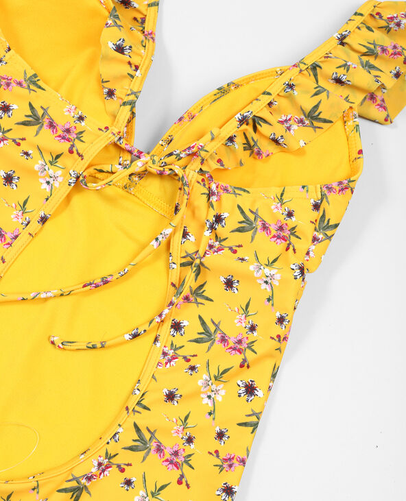 Maillot de bain une pièce à volants orange - Pimkie