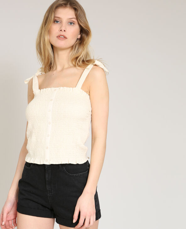 Crop top smocké écru - Pimkie