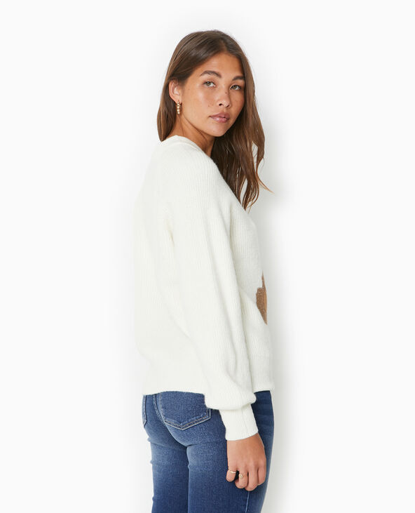 Pull oversize avec ourson et nœud blanc - Pimkie
