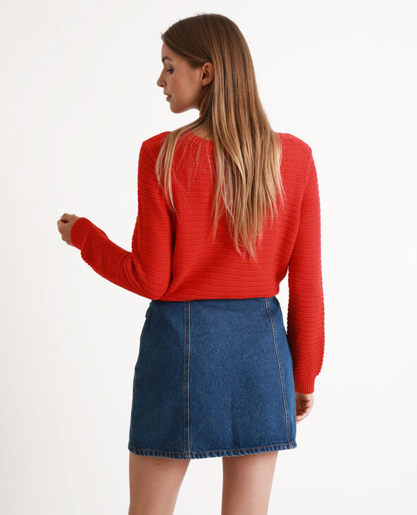 Pull col rond rouge - Pimkie