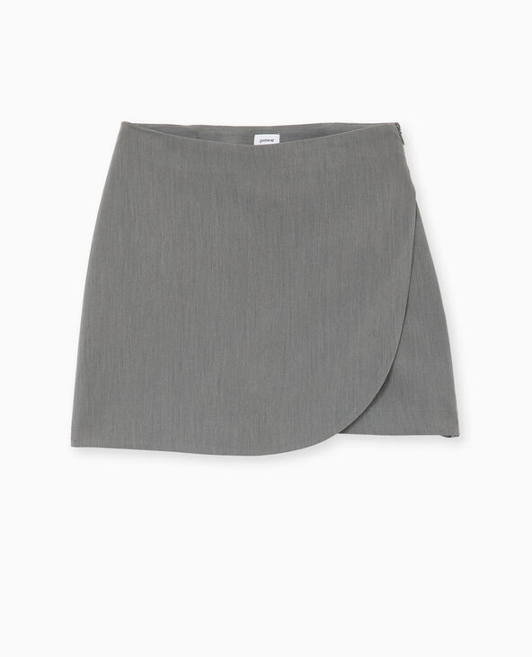Jupe-short city avec pan arrondi gris - Pimkie
