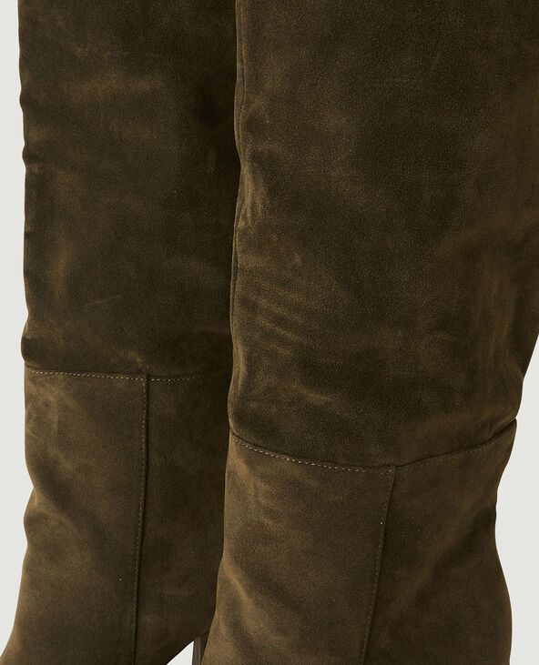 Bottes suédine à talon taupe - Pimkie