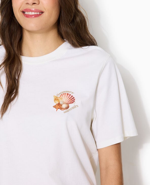 T-shirt oversize print poitrine et dos blanc - Pimkie