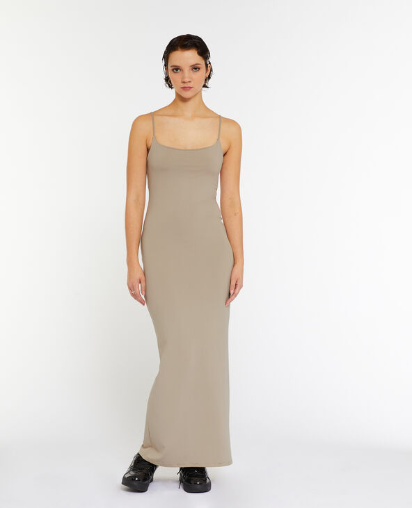 Robe longue avec fines bretelles beige - Pimkie