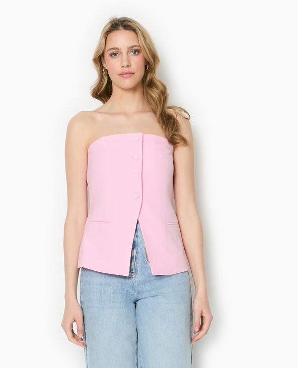 Top bustier avec boutons rose - Pimkie
