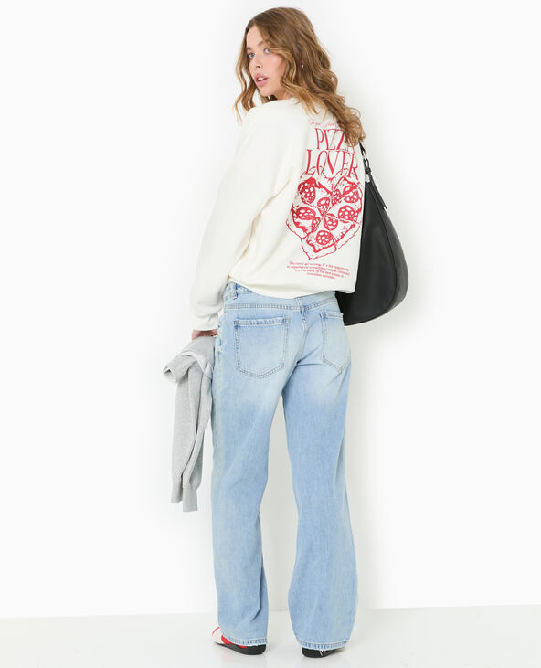 Sweat oversize avec print poitrine et dos blanc - Pimkie