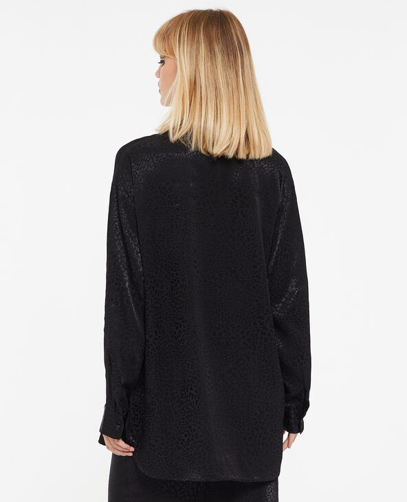 Chemise en tissu satiné jacquard motif léopard noir - Pimkie