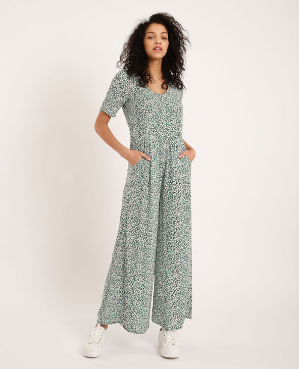 Combi-pantalon à fleurs bleu marine - Pimkie