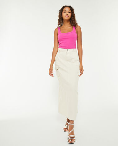 Jupe Longue Midi Plissee Fleurie Satinee Pimkie
