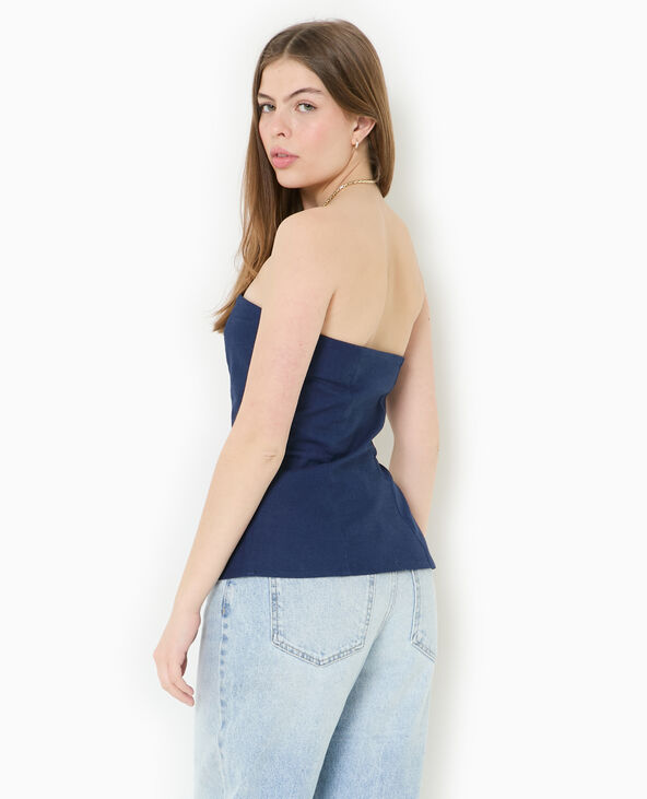 Top bustier avec fente côté bleu marine - Pimkie