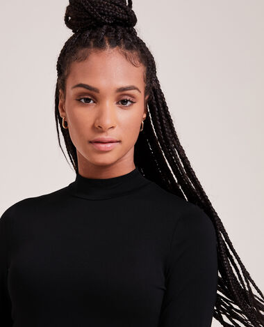 Top manches longues col montant noir - Pimkie